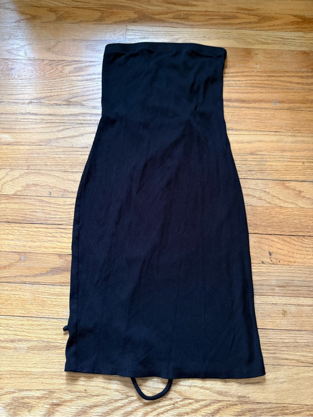 Active USA Black Strapless Ribbed Bodycon Midi Dress